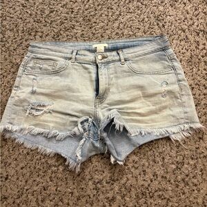 H&M Light Blue Distressed Denim Cutoff Shorts